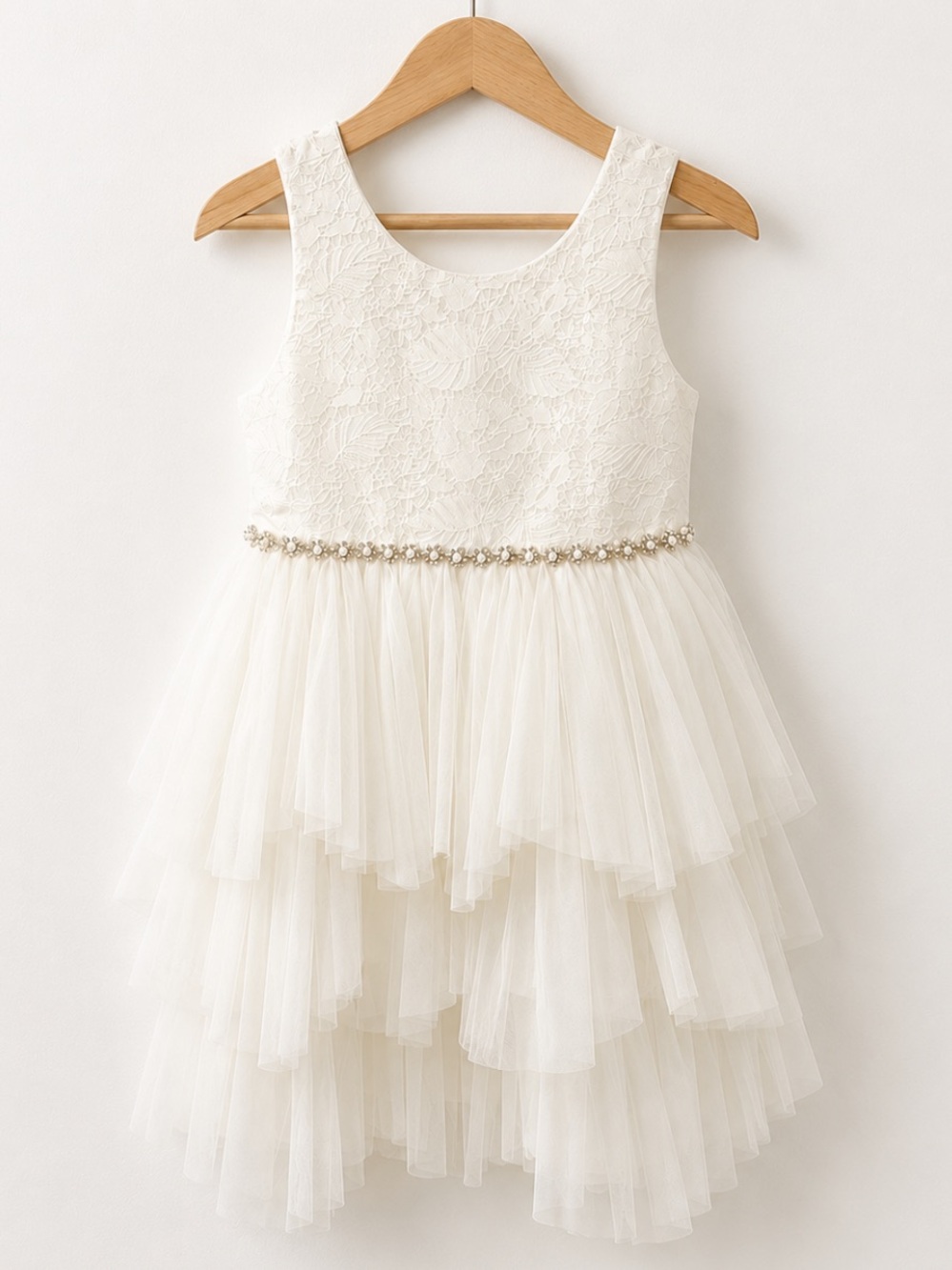 American Princess Ivory Lace & Tulle Party Dress – Girls Size 7